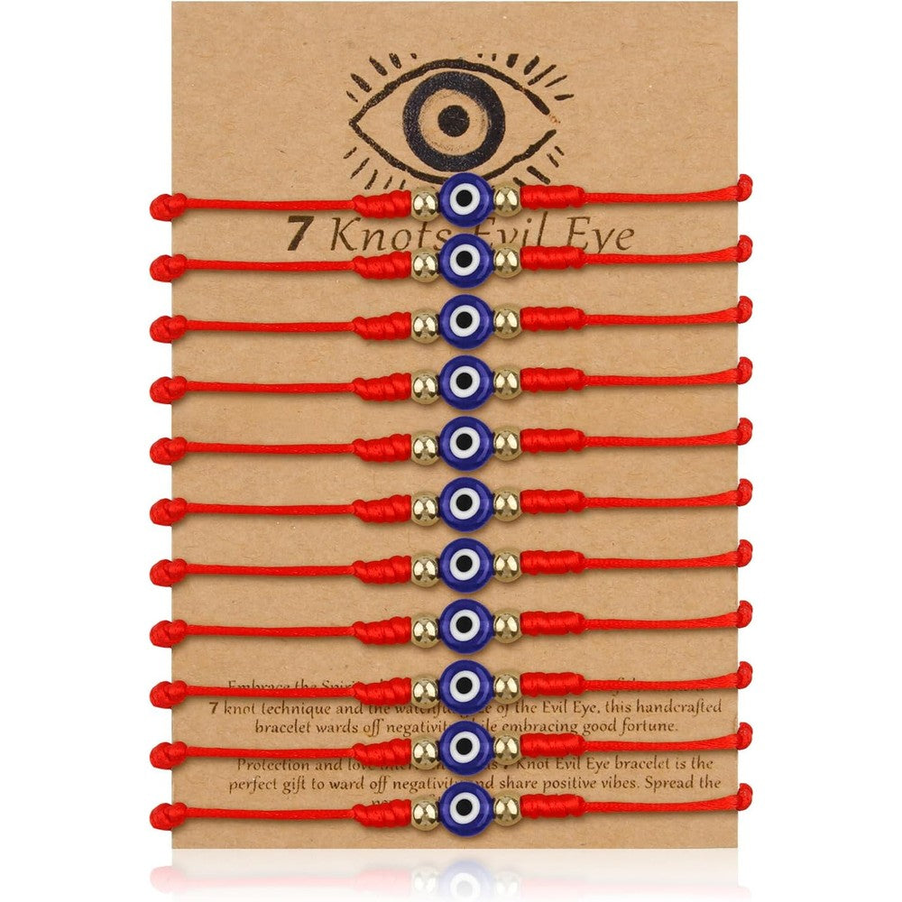 Qoncosy 12 pieces evil eye red string bracelet set front view