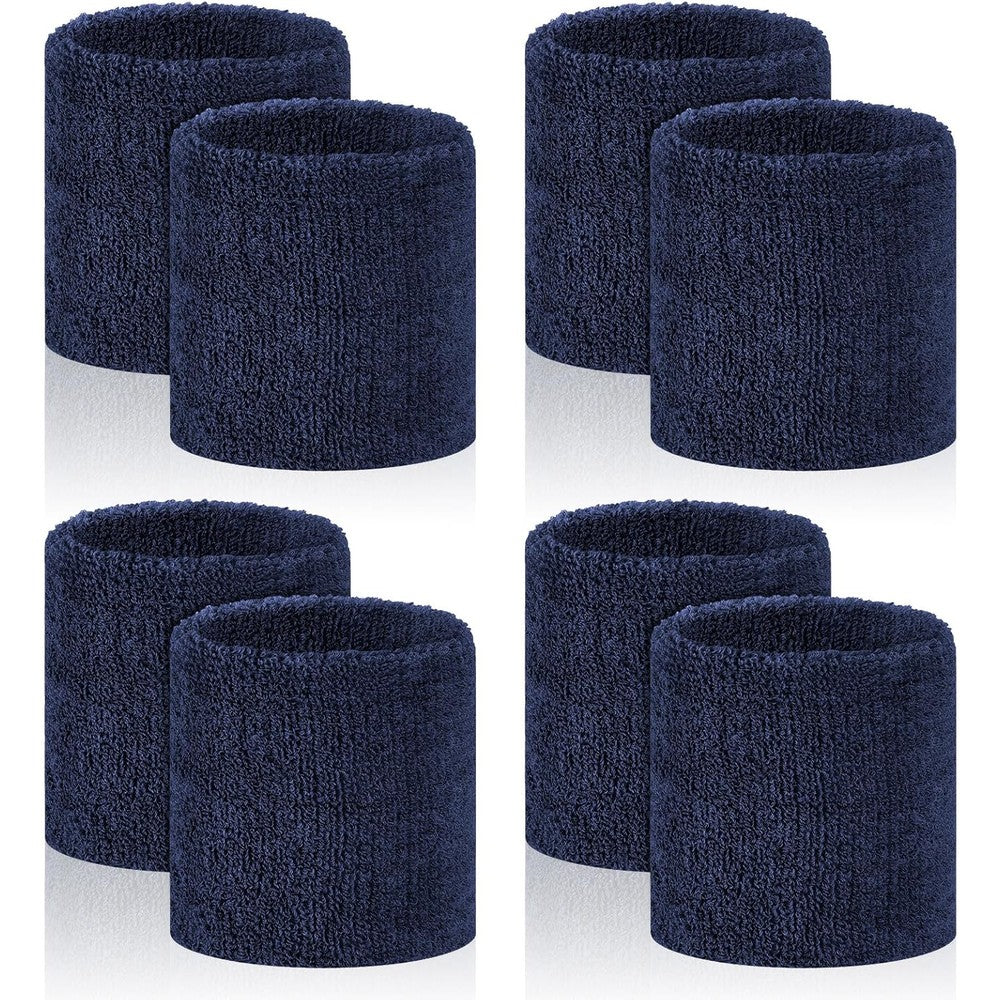 Peasug 8 Pcs Sports Wrist Sweat Bands front view