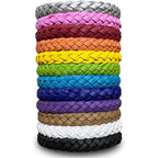 BuggyBands 12 Piece Leather Mosquito Repellent Bracelets front view