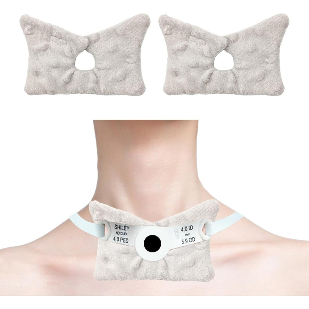 YOIHS Tracheostomy Dressing Pads front view showing grey butterfly shape