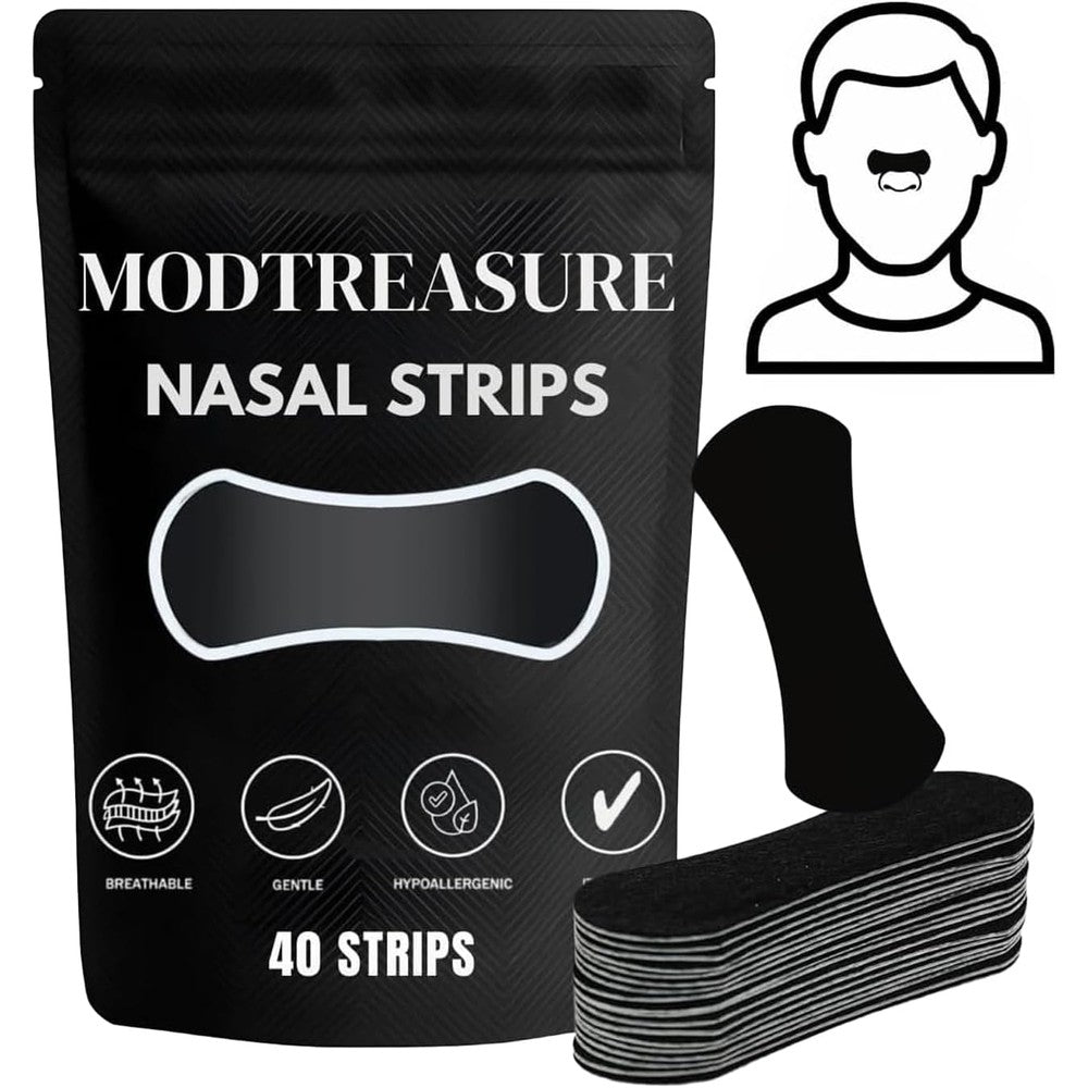 PadelGrab Magnetic Anti Snoring Nasal Strips 40 Count front view for breathing relief.