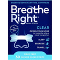 Breathe Right Clear Nasal Strips 30 count front box view for snoring relief