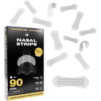 Skin Grip Clear Nasal Strips ninety count box front view for snoring relief