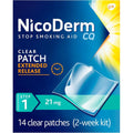 NicoDerm CQ Step 1 Nicotine Patches 21 mg 14 count box front view smoking cessation aid