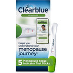 Clearblue Menopause Stage Indicator front packaging showing five test sticks count