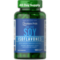 Puritan's Pride Non-GMO Soy Isoflavones 750mg 120 Capsules front bottle view for menopause support.