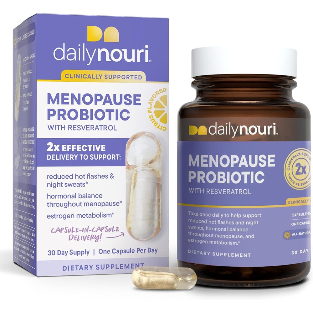 Daily Nouri Menopause Probiotic front view bottle for hormonal balance
