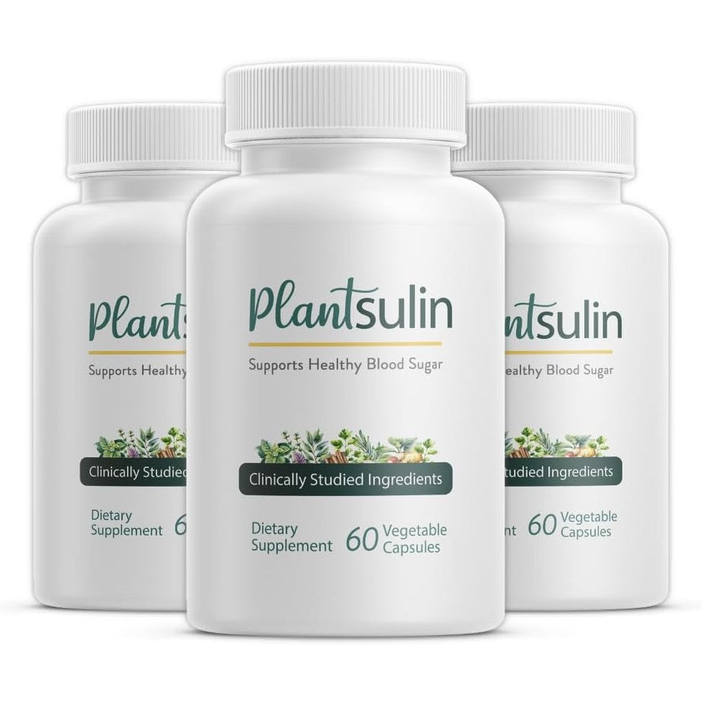 Plantsulin Natural Blood Sugar Support front view bottle on white background