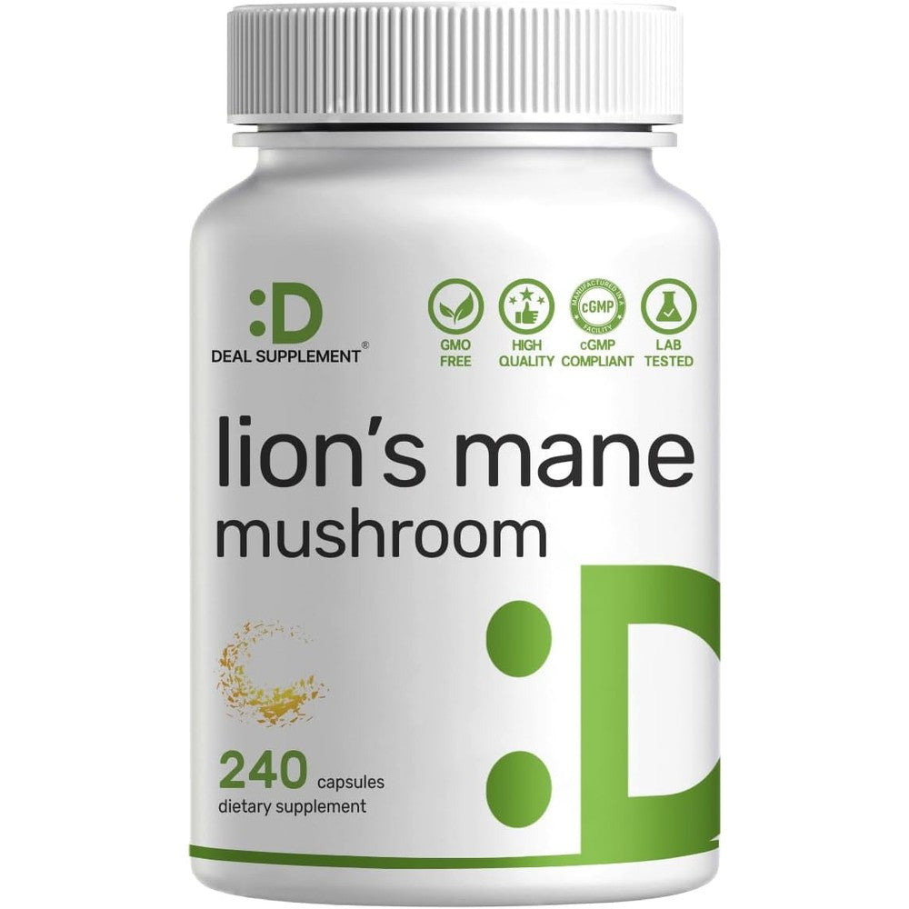Deal Supplement Lion's Mane Mushroom Extract 240 Capsules front view showing authentic USA packaging