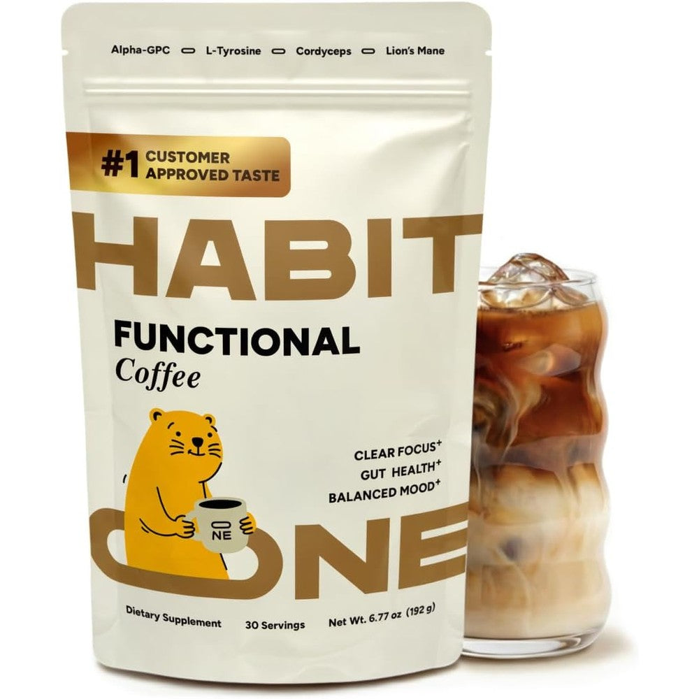 Habit One Instant Mushroom Coffee Arabica 30 Servings front view packaging