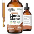 Wild And Organic Lions Mane Mushroom Liquid Extract front view 120ml bottle for cognitive health