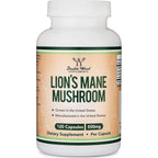 Double Wood Supplements Organic Lions Mane Mushroom 120 Capsules front view bottle for cognitive focus support
