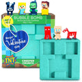 Two Sisters TNT Creeper Bath Bomb front view showing the block shaped green gaming design.