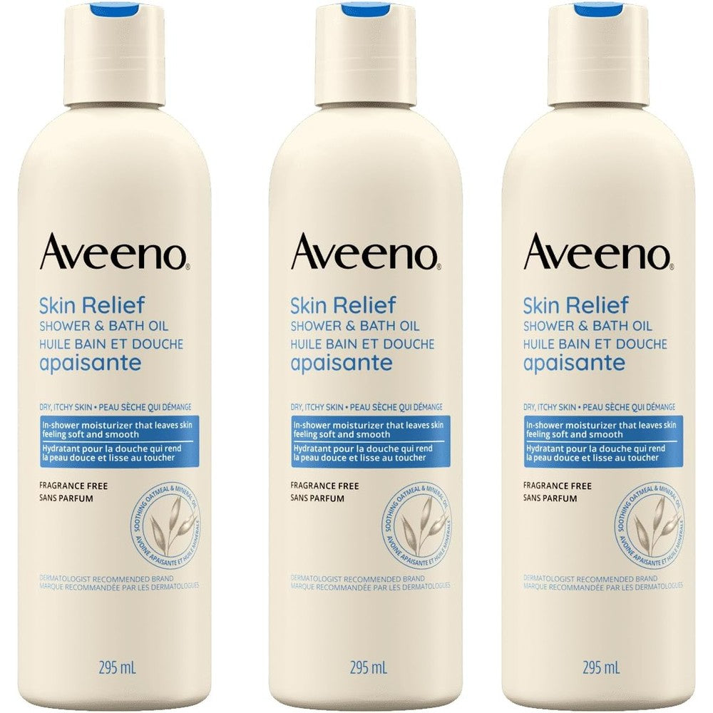 Aveeno Skin Relief Shower and Bath Oil 10 ounce bottles in a three pack value set & best gentle shampoo for color treated hair