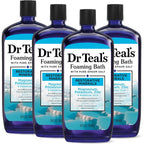 Dr Teal's Restorative Minerals Foaming Bath front view bottle showing pure Epsom salt ingredients