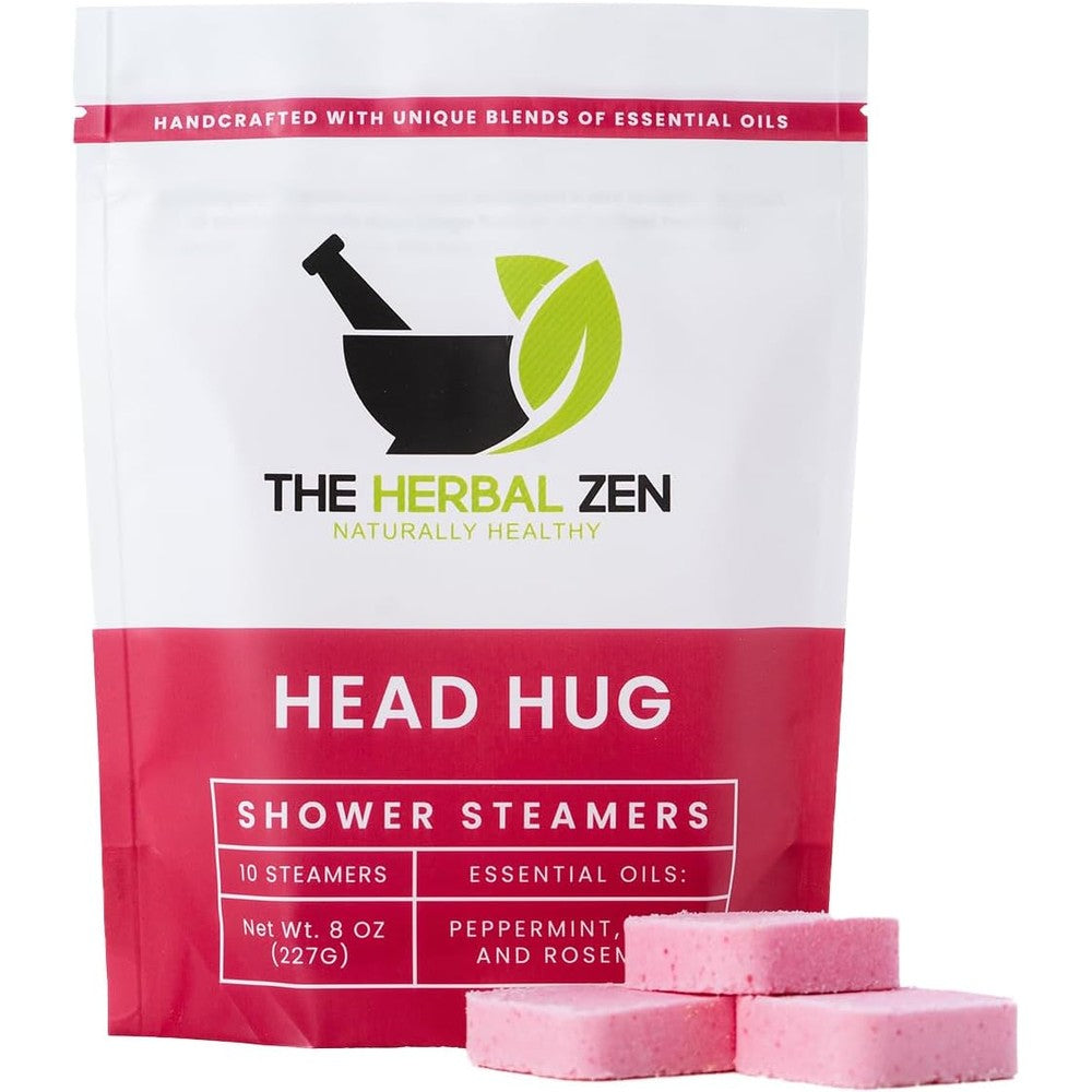 The Herbal Zen Head Hug Shower Steamers front packaging view for aromatherapy relief