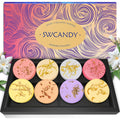 SWCANDY shower steamers aromatherapy 8 pack front view showing premium gift packaging