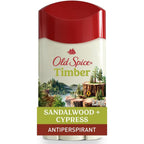 Old Spice Timber antiperspirant deodorant stick front packaging view for men sweat protection
