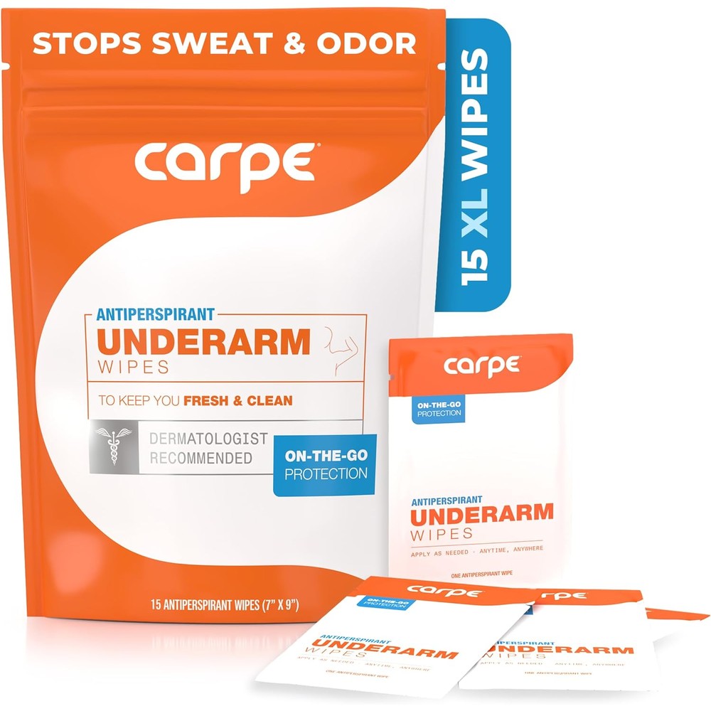 Carpe Antiperspirant Underarm Wipes front view packaging