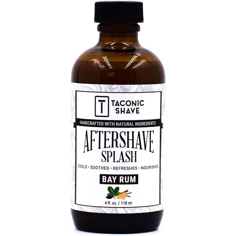 Taconic Shave Bay Rum Aftershave Splash front view bottle for premium men grooming