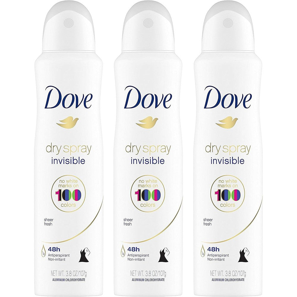 Dove Dry Spray Antiperspirant Sheer Fresh 3 Pack Front View