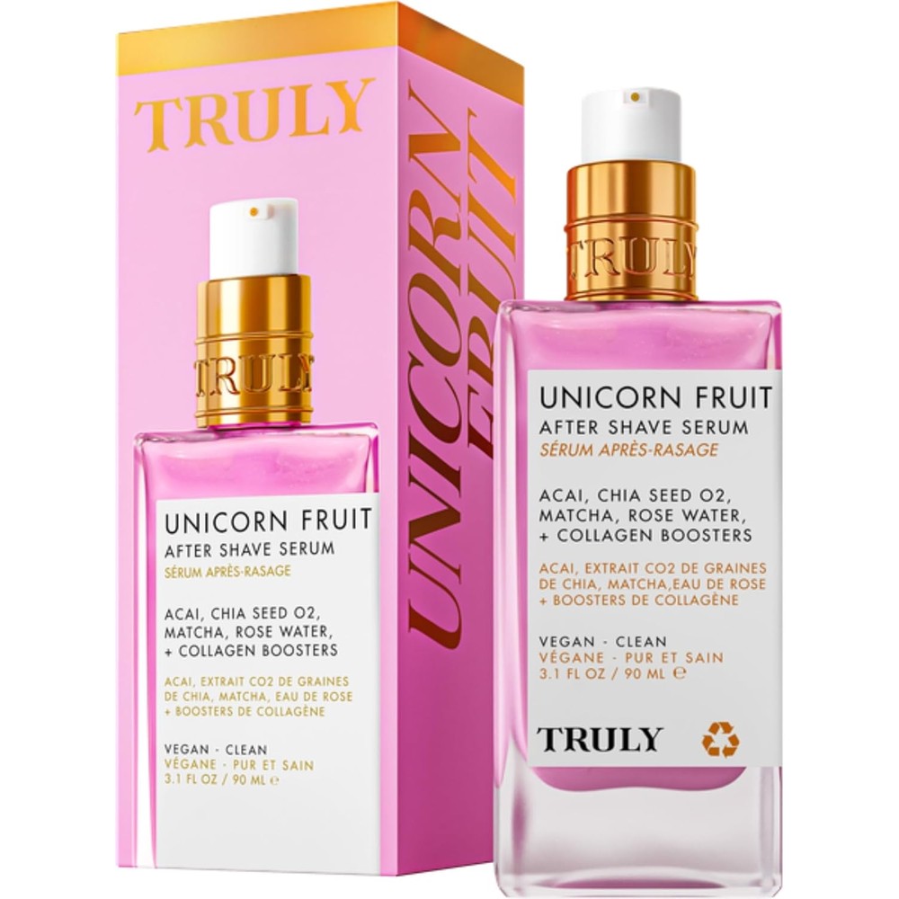 Truly Beauty Unicorn Fruit After Shave Serum front view bottle for soothing razor bumps