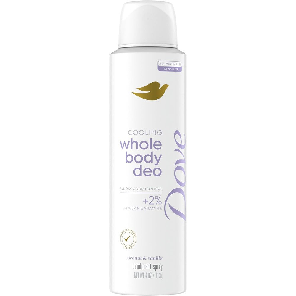 Dove Whole Body Deo Aluminum Free Invisible Spray Coconut and Vanilla front view
