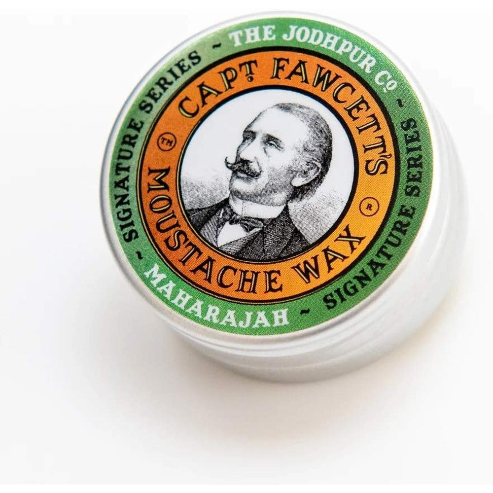 Captain Fawcett Maharajah Moustache Wax tin front view