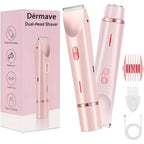 Bikini Shaver - Trimmer 2.0 for Women, 2 in 1 Electric Dual Head Razors, Ipx7 Waterproof, USB Charging, Painless Hair Removal for Private Area/Facial/Pubic/Hair Body (Pink)