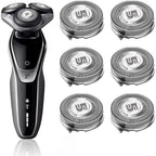 Innobeaut SH50 replacement heads front view showing six premium stainless steel electric shaver blades.
