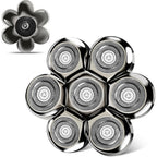 Yieyosd 7D floating head shaver replacement blades front view highlighting the seven silver rotary cutters