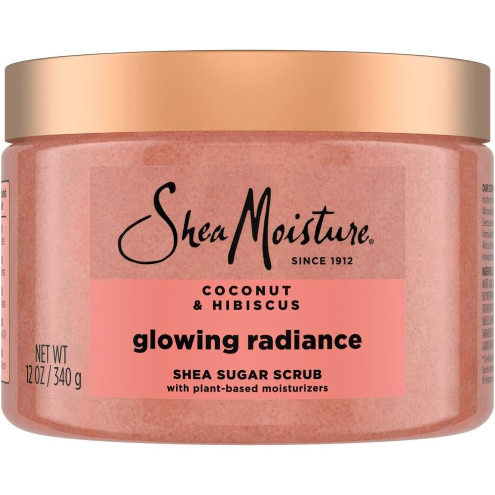 SheaMoisture Shea Sugar Body Scrub For Glowing Radiance Coconut Hibiscus Glowing Radiance Body Scrub With 24h Shea Moisture Nutrients 12 oz