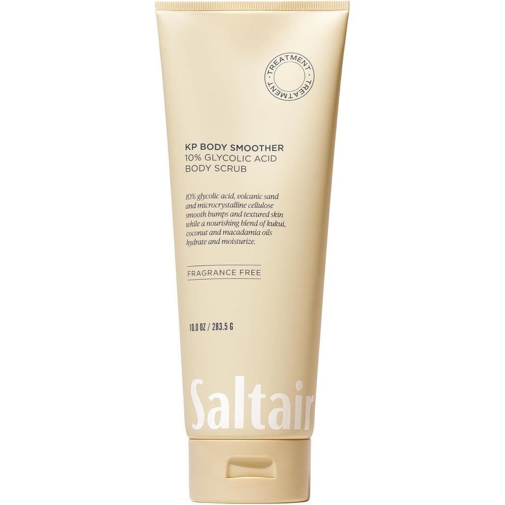 Saltair KP Body Scrub. 10% Glycolic Acid Treatment with Volcanic Sand and Plant Moisturizers. Fragrance-Free Physical Chemical Exfoliator. Exfoliating Body Scrubber for Rough Bumpy Skin, 10oz.