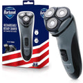 Xtreme Barbasol rotary shaver front view with stainless steel blades
