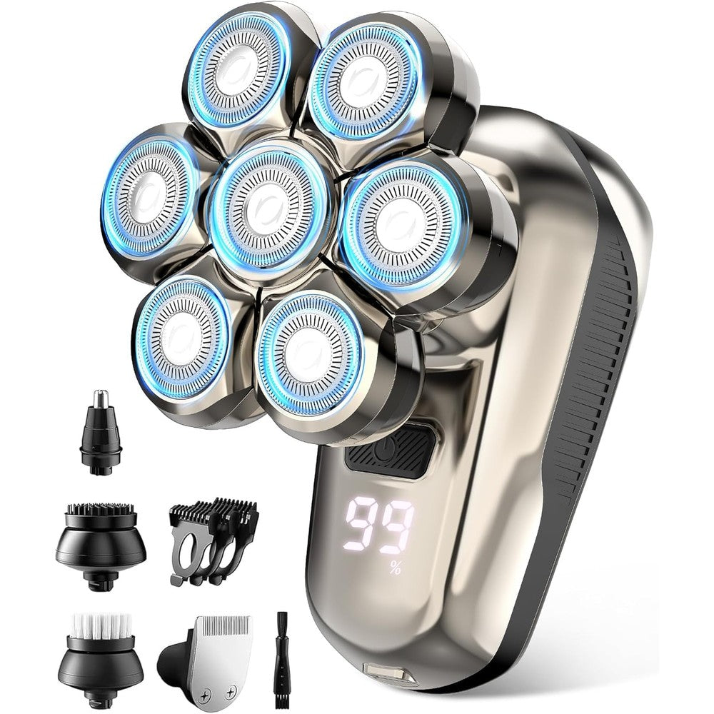 Unbranded 7D electric head shaver kit with gold handle