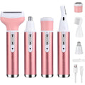 Generic 4-in-1 electric razor for women front view showcasing the rose gold handle and body shaver head.