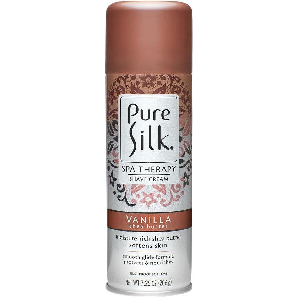 Pure Silk Vanilla Shea Butter Spa Therapy Shave Cream front view can
