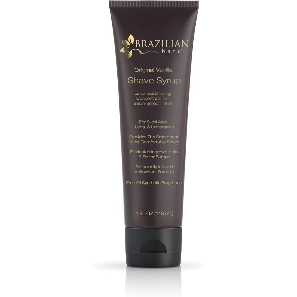 Brazilian Bare Shave Syrup 4 Fluid Ounce front view of the tube packaging