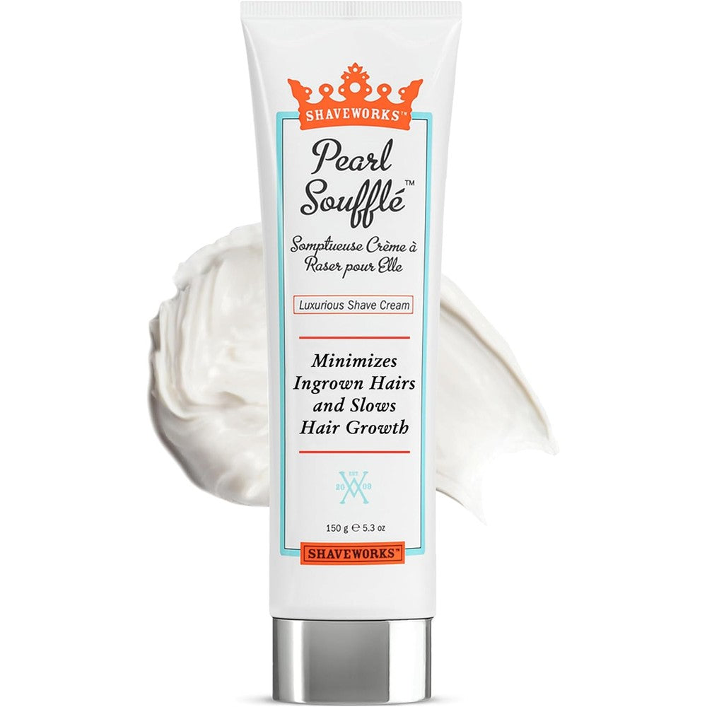 Shaveworks Pearl Souffle Shaving Cream front view of the 5.3 Ounce tube container.