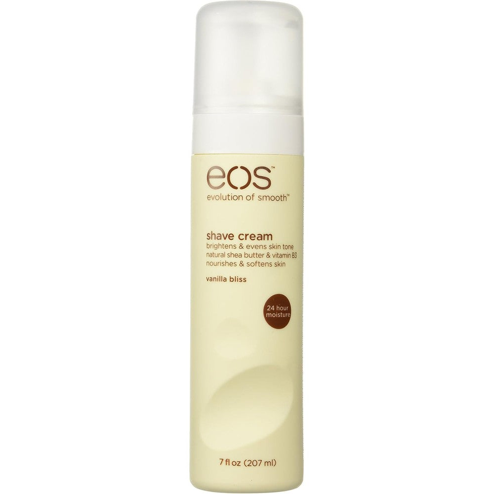 EOS Shea Better Vanilla Bliss Shave Cream front view of the seven fluid ounce bottle