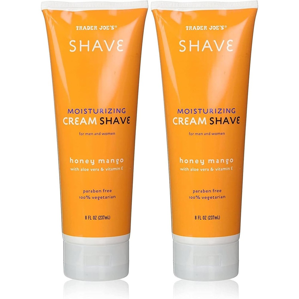 Trader Joe's Honey Mango Moisturizing Shave Cream front view twin pack