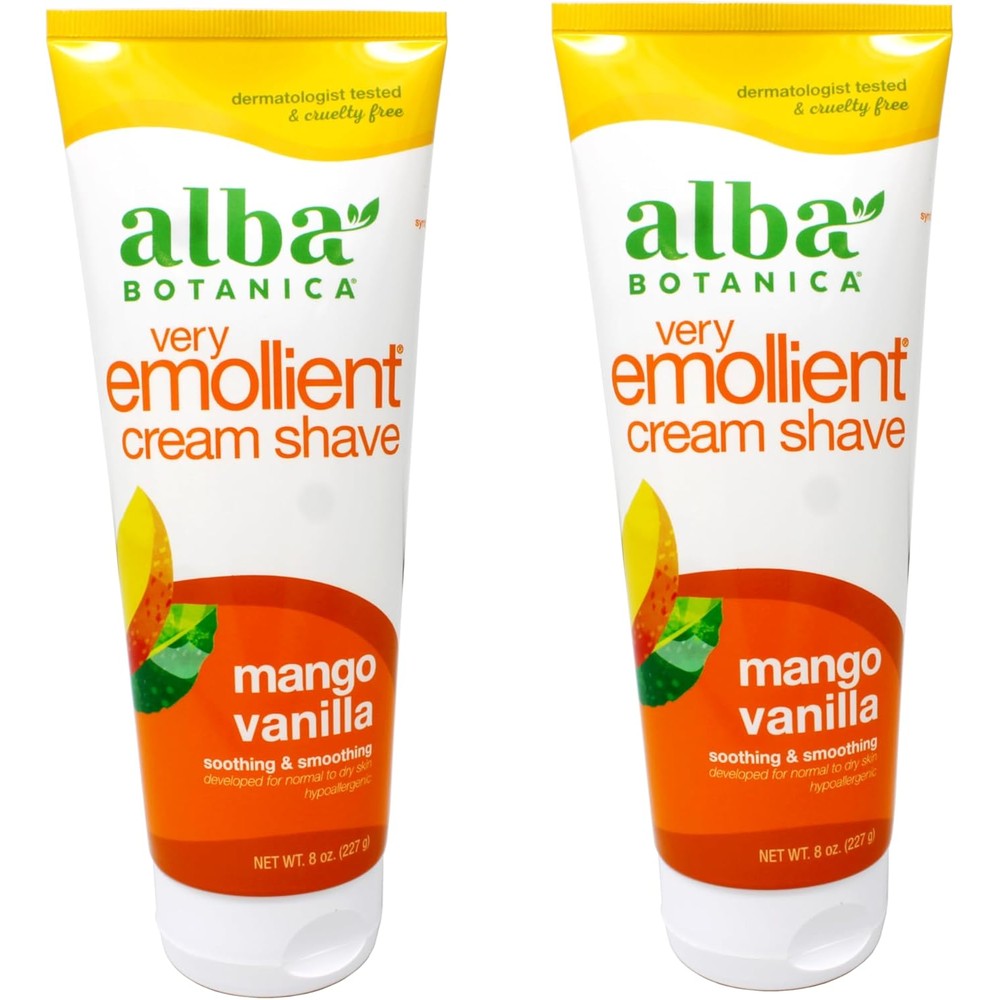Alba Botanica Very Emollient Cream Shave Mango Vanilla pack of two front view