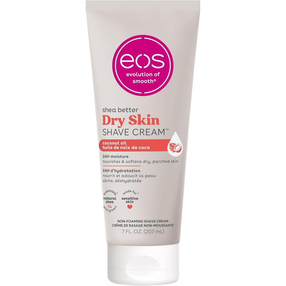 Eos Shea Better Dry Skin Shaving Cream front view of the seven fluid ounce tube