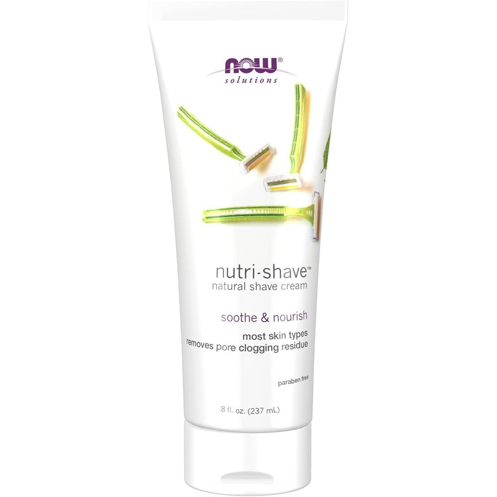 NOW Foods Solutions Nutri-Shave Natural Shave Cream 8 Ounce front view