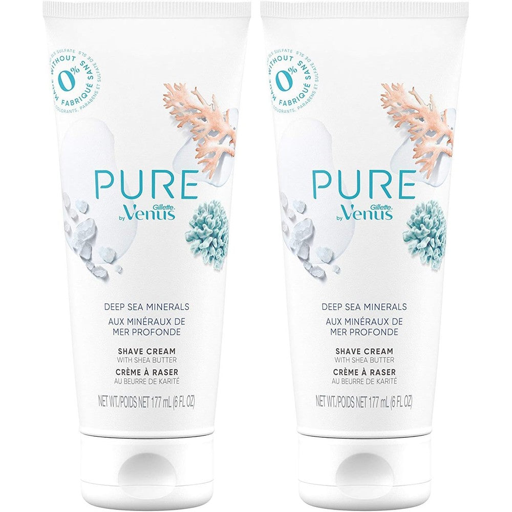 Gillette Venus PURE Shaving Cream Deep Sea Minerals front view pack of two