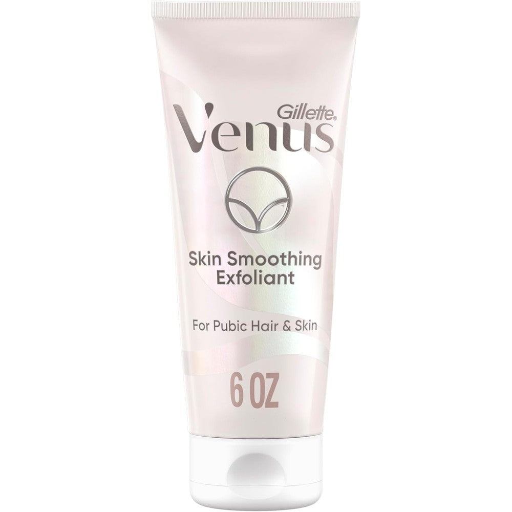 Gillette Venus Intimate Grooming Skin-Smoothing Exfoliant front view of the six ounce tube for pubic hair care.
