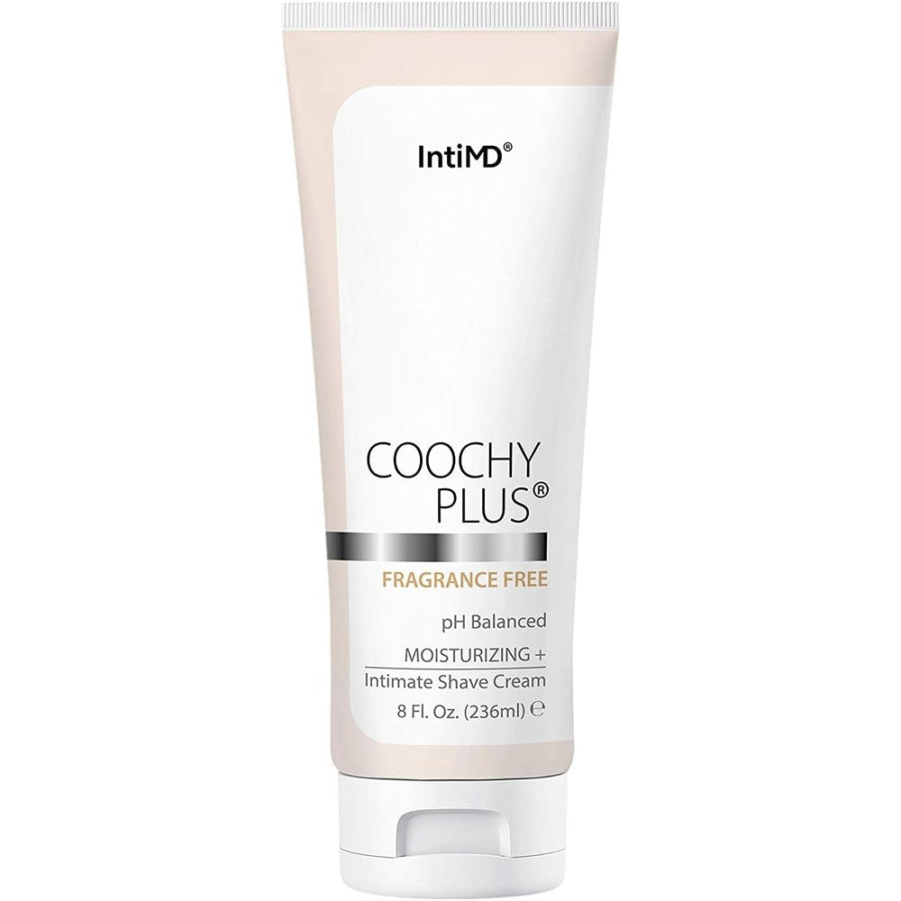 IntiMD Coochy Plus Intimate Shaving Cream fragrance free front view tube for rash free grooming