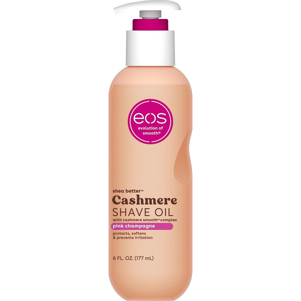 Eos Cashmere Shave Oil Pink Champagne front view bottle