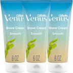 Gillette Venus Smooth plus Olay Shaving Cream for Women three count pack front view showcasing product branding