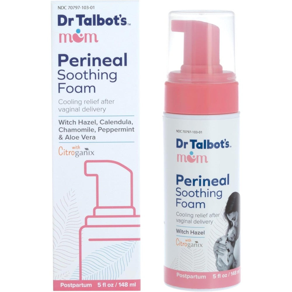 Dr. Talbot's Mom Perineal Soothing Foam front view bottle for postpartum cooling relief.